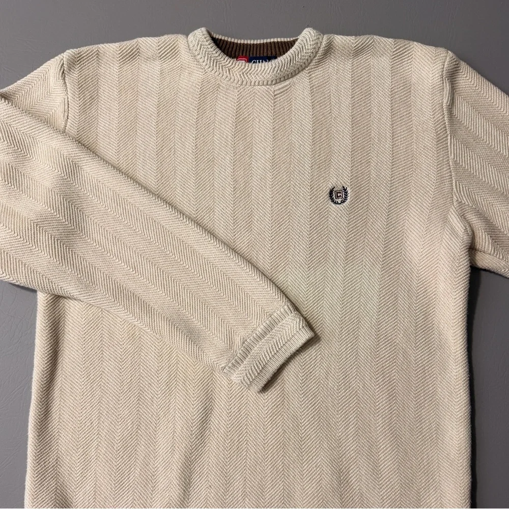 Chaps Men's Ivory Crewneck Sweater‎ Size L